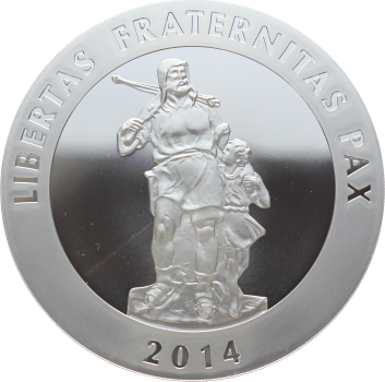 Preview: 1 kg Silber Wilhelm Tell 2014 – 999 Feinsilber, 100 mm, exklusives Holz-Etui